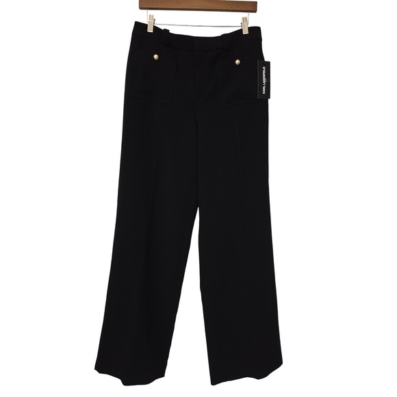 Karl Lagerfeld Paris Pants - Karl Lagerfeld Straight Leg Textured Crepe Front Pocket Womens 8 Black NWT $119